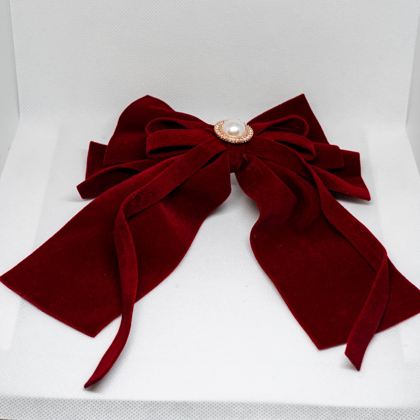 Red Bow with Pearl