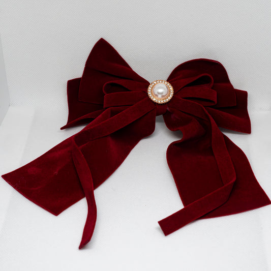 Red Bow with Pearl