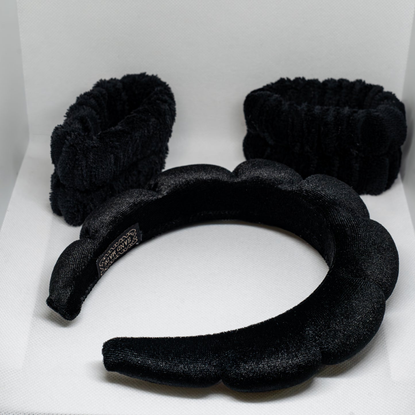 Bath Headband and Water Stopper Wristband Black