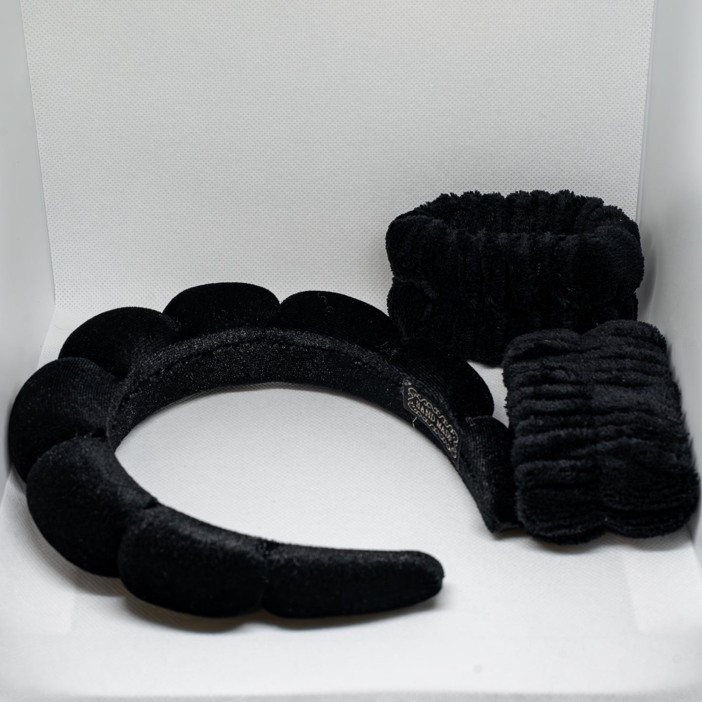 Bath Headband and Water Stopper Wristband Black